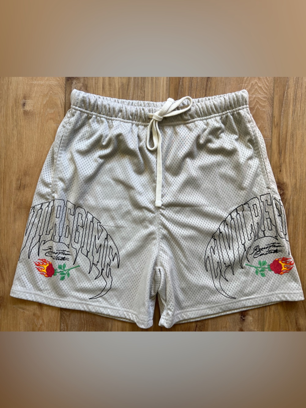 Civil Regime Roses From Concrete Mesh Shorts Men’s Large Gray Graphic